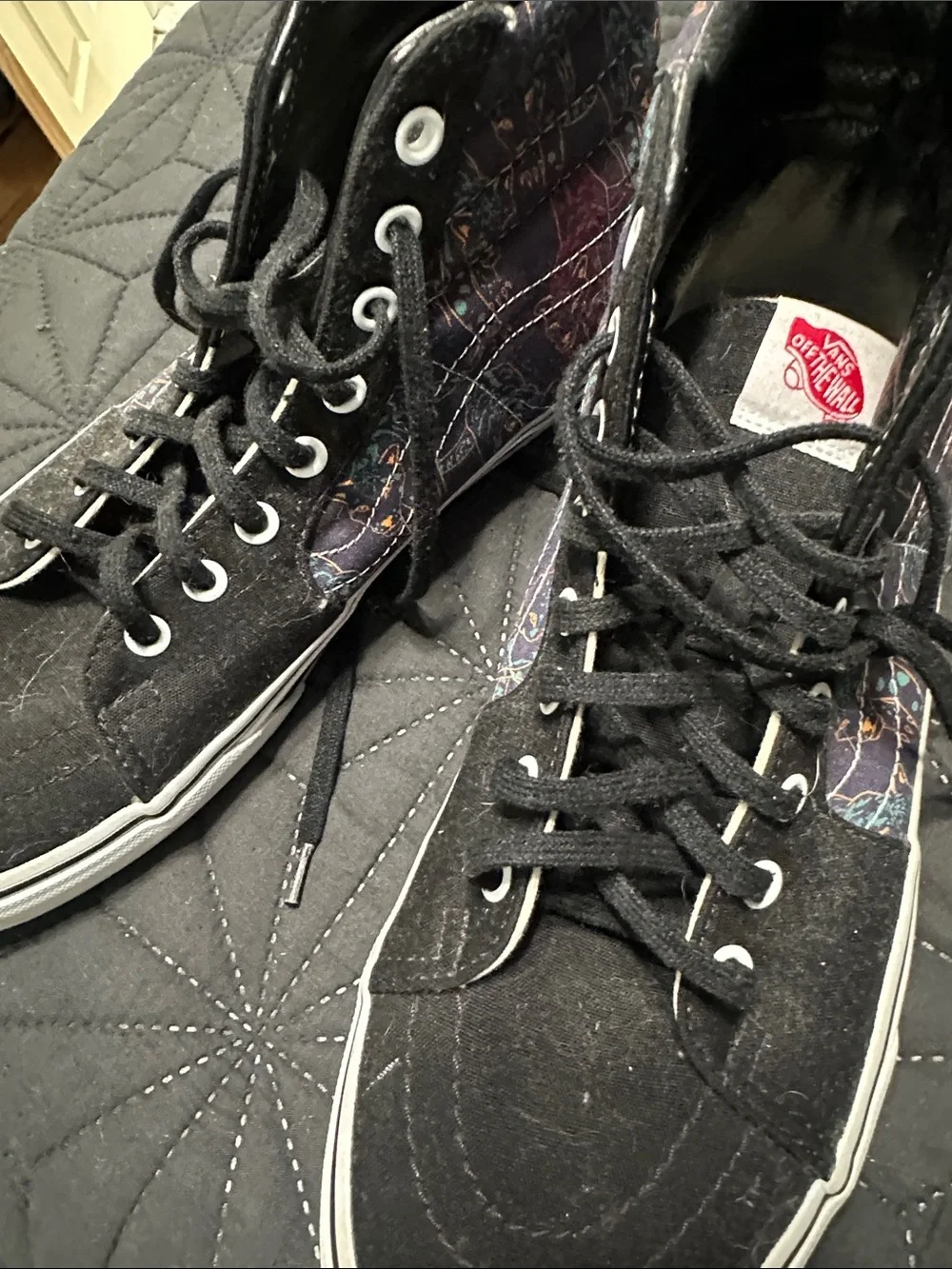Vans Black High-Top Canvas Sneakers with Multicolor Floral Panels